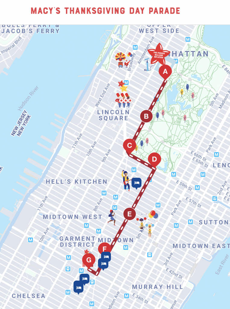 Macy's Thanksgiving day Parade Route