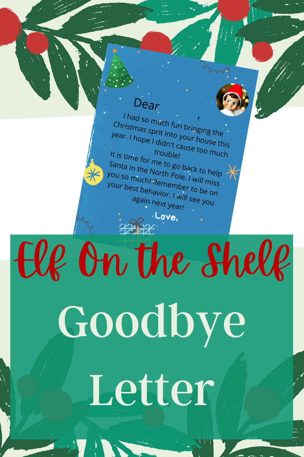 Elf on the shelf goodbye letter